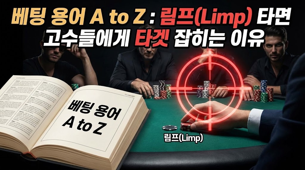 "텍사스 홀덤 베팅 용어 림프(Limp)를 시도하다가 고수들에게 타겟(조준)이 잡히는 위험한 상황을 묘사한 대표 이미지"