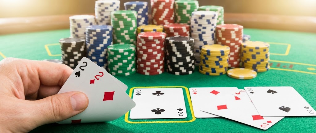 포커 스몰 포켓 페어(3♥, 3♣) 카드의 그림자가 다이아몬드로 뒤덮인 거대한 괴물로 변해 포커 칩을 움켜쥐려는 썸네일 이미지. 상단에는 '20배 법칙의 비밀', 하단에는 '스몰 포켓 페어로 칩 쓸어 담기'라는 텍스트가 강조되어 있음.