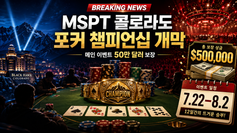 MSPT 콜로라도 포커 챔피언십 50만 달러 보장 메인 이벤트와 대회 일정 이미지