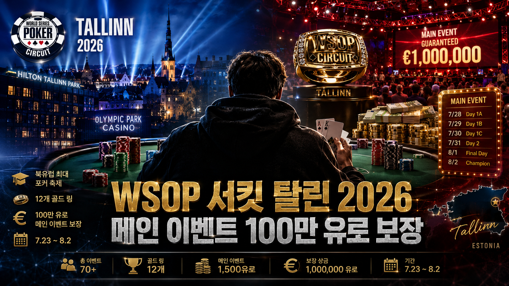 WSOP 서킷 탈린 2026 개막, 메인 이벤트 100만 유로 보장
