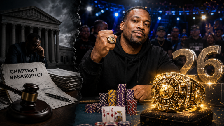 모리스 호킨스 WSOP 서킷 26번째 링 기록 뉴스 이미지로 챕터7 파산 신청과 포커 우승 성과를 대비시킨 대표 썸네일