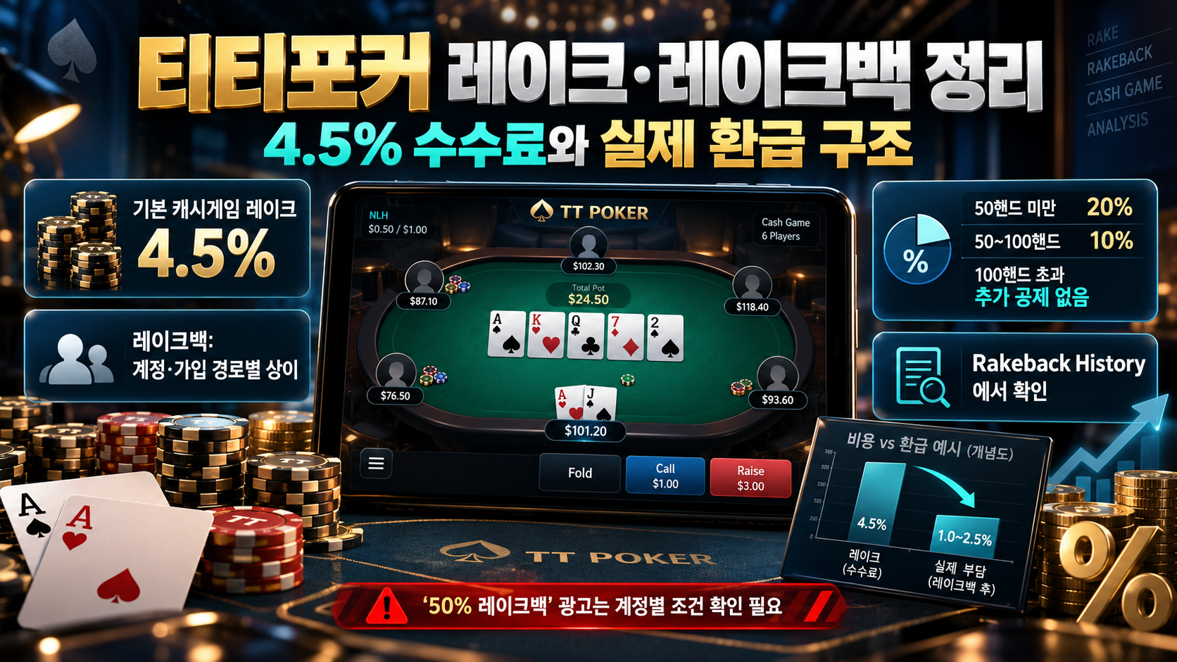 티티포커 레이크·레이크백 정리 | 4.5% 수수료와 실제 환급 구조